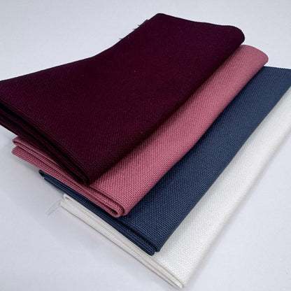 Stoff zum Sticken, Stoffpaket "Rosenholz/Schieferblau/Purpur"