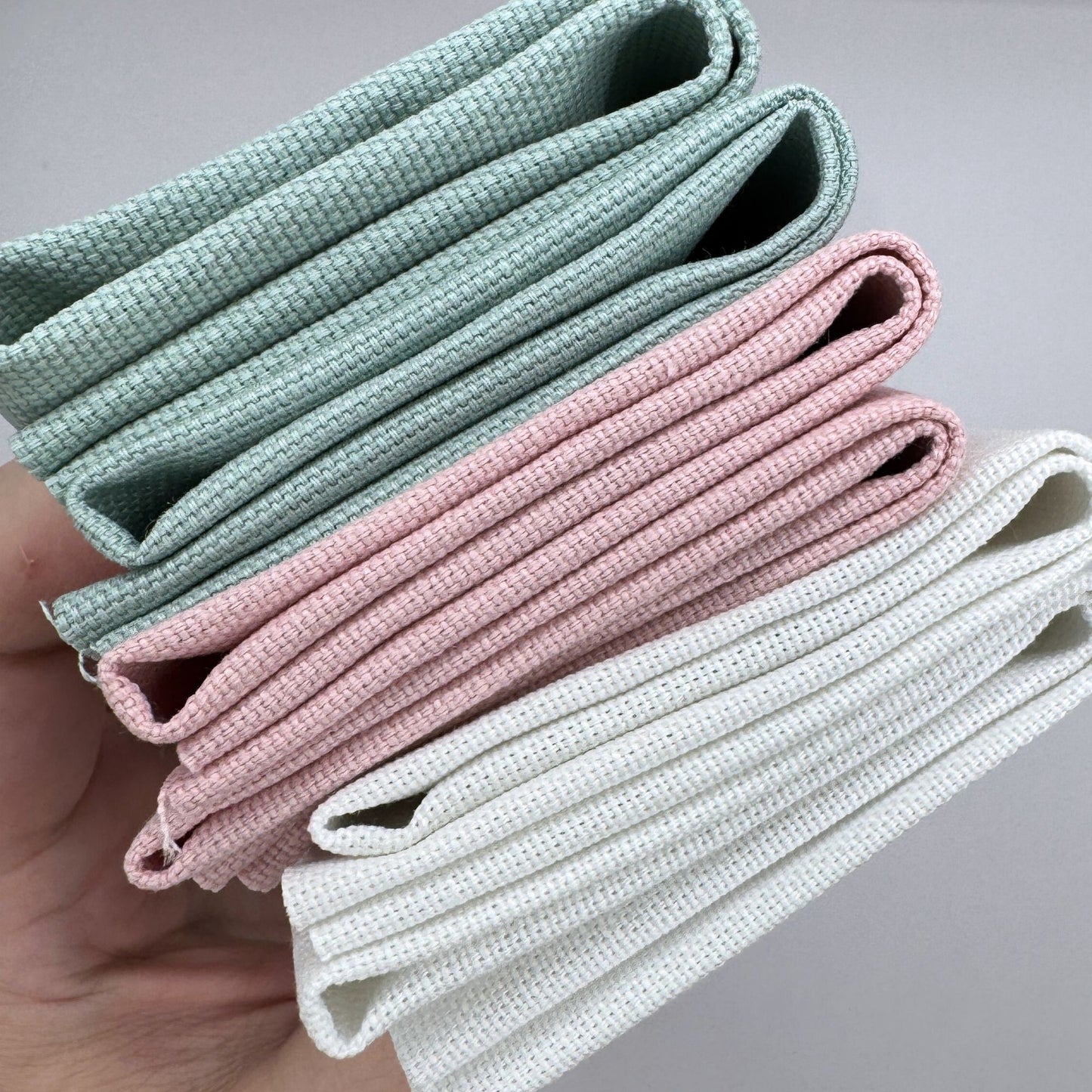 Stoff zum Sticken, Stoffpaket "Salbei/Rosa/Weiß"