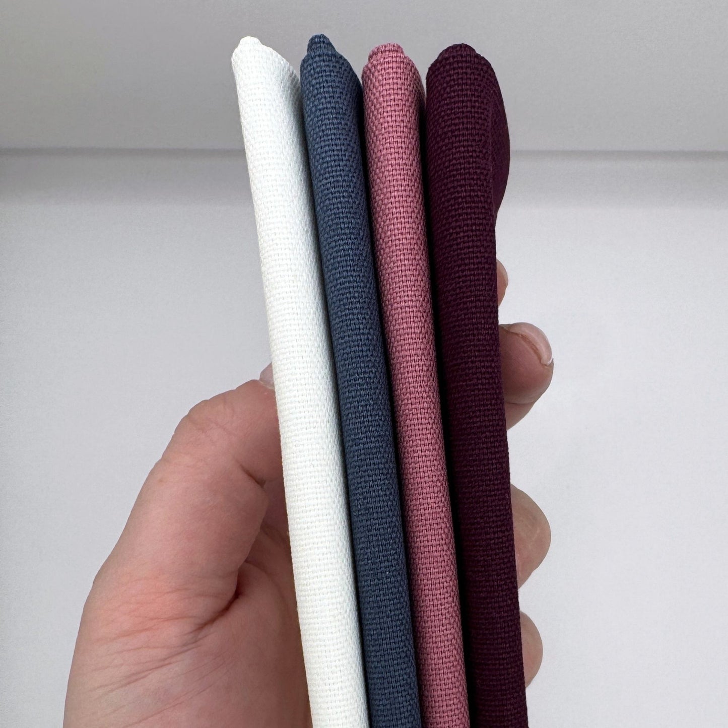 Stoff zum Sticken, Stoffpaket "Rosenholz/Schieferblau/Purpur"