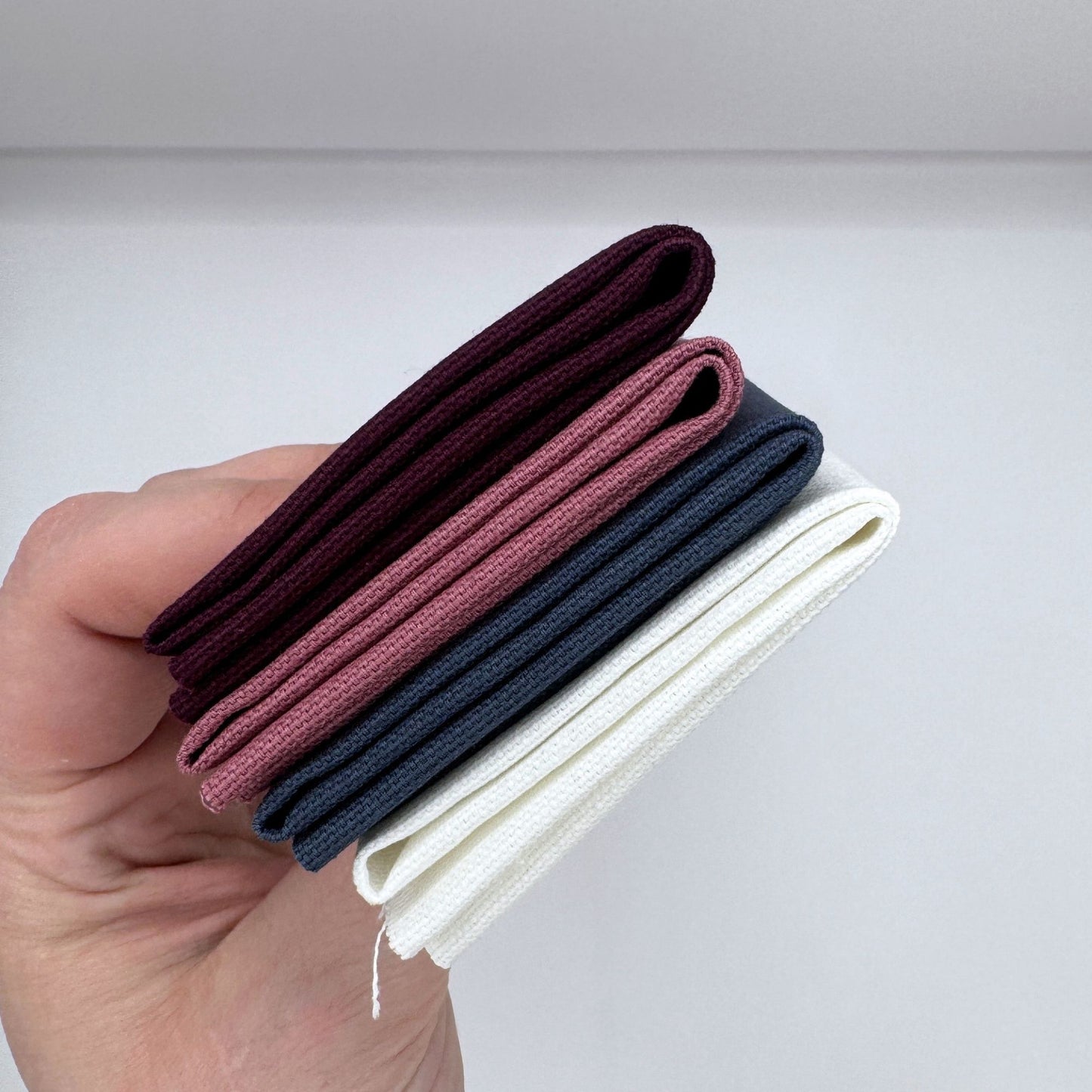 Stoff zum Sticken, Stoffpaket "Rosenholz/Schieferblau/Purpur"