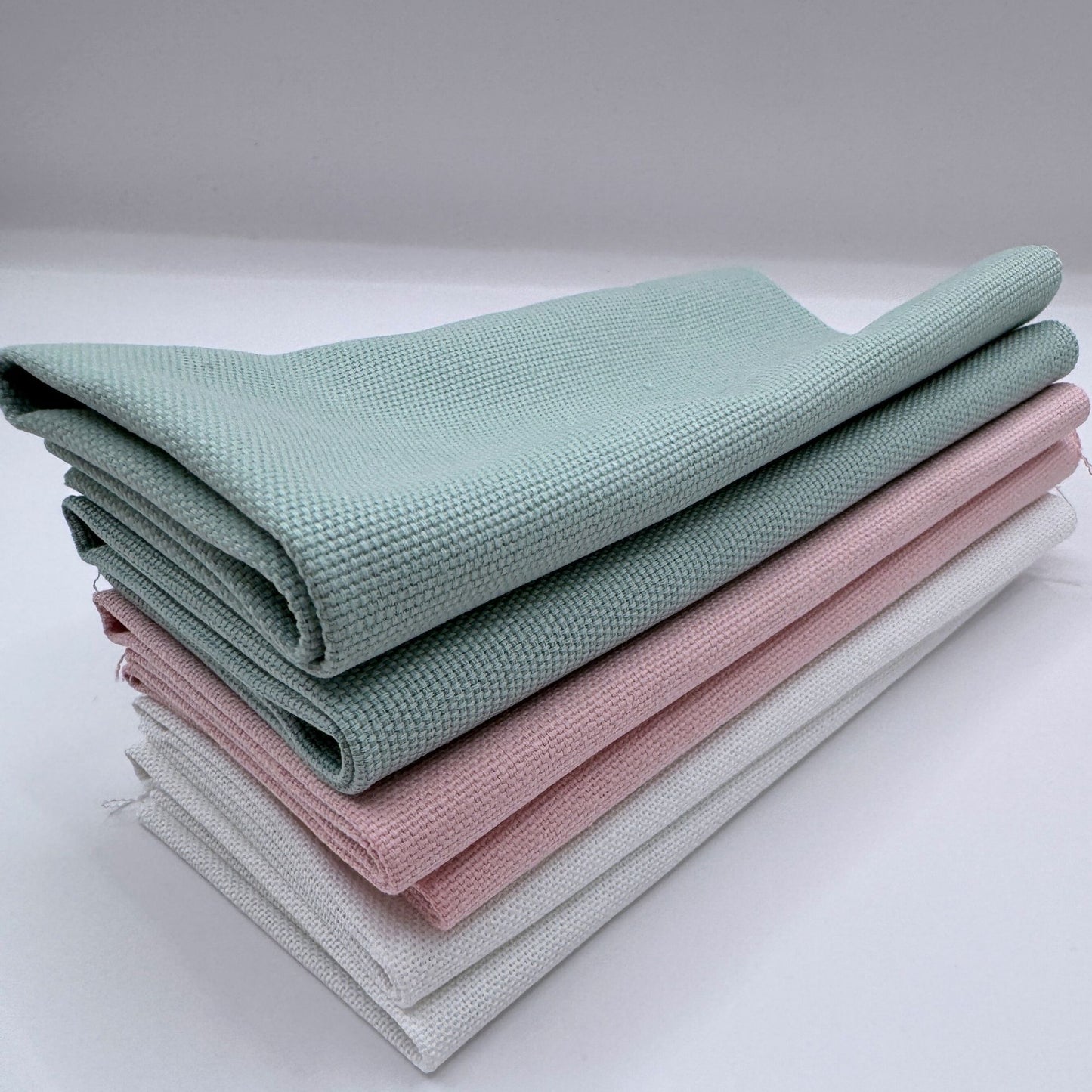 Stoff zum Sticken, Stoffpaket "Salbei/Rosa/Weiß"