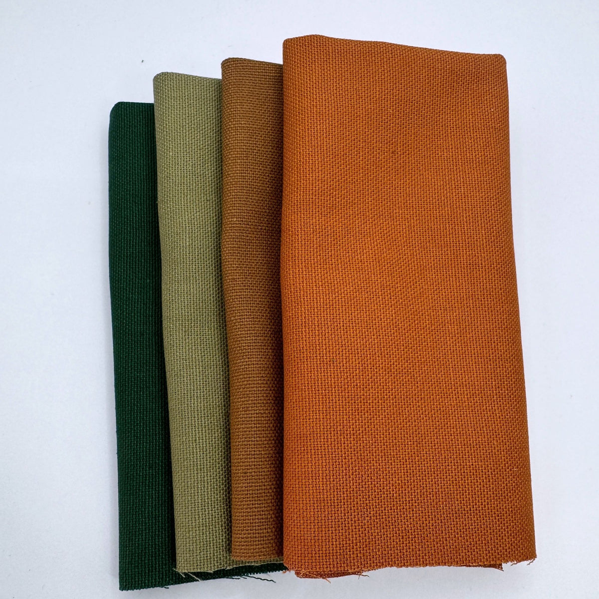 Stoff zum Sticken, Stoffpaket "Zimt/Kürbis/Tannengrün"