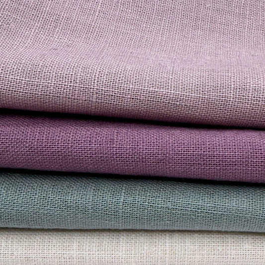 Stoff Paket zum Sticken, Leinen/Baumwollle, "Cremeweiß/Salbei/Mauve"
