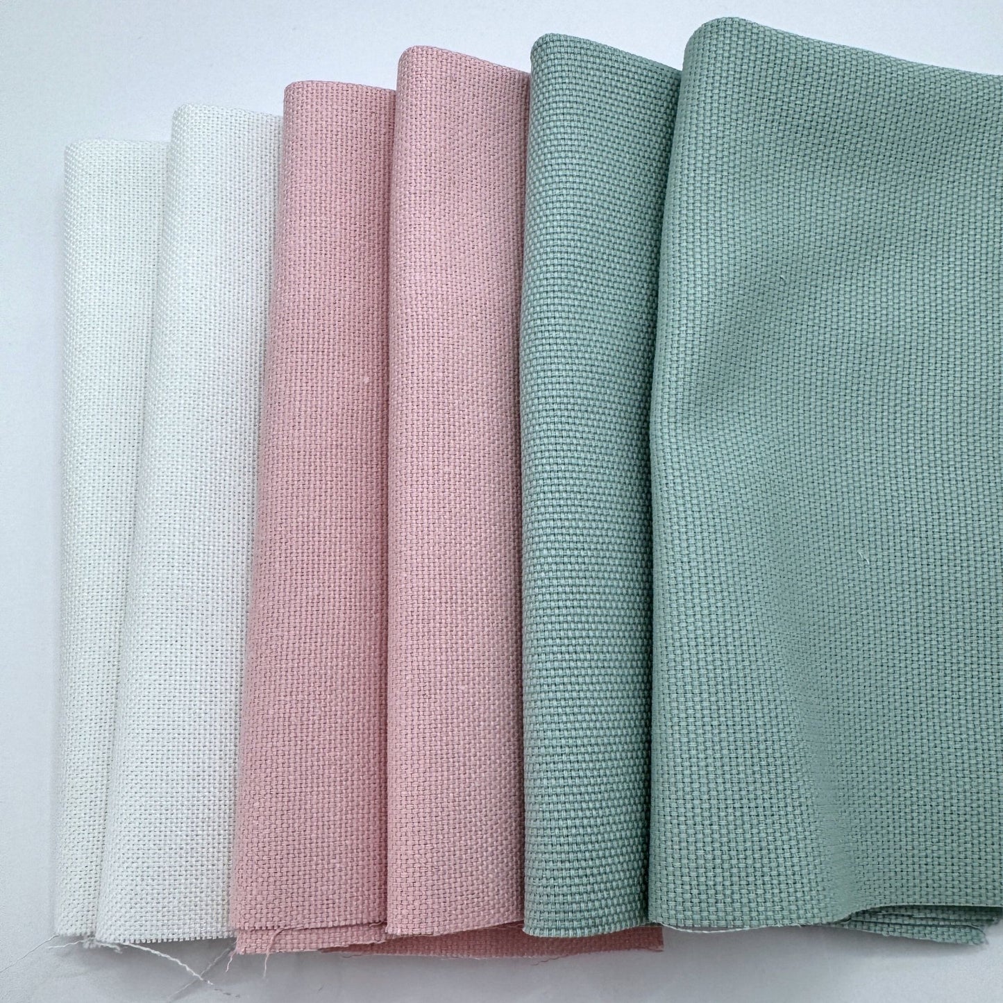 Stoff zum Sticken, Stoffpaket "Salbei/Rosa/Weiß"
