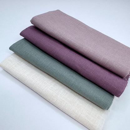 Stoff Paket zum Sticken, Leinen/Baumwollle, "Cremeweiß/Salbei/Mauve"