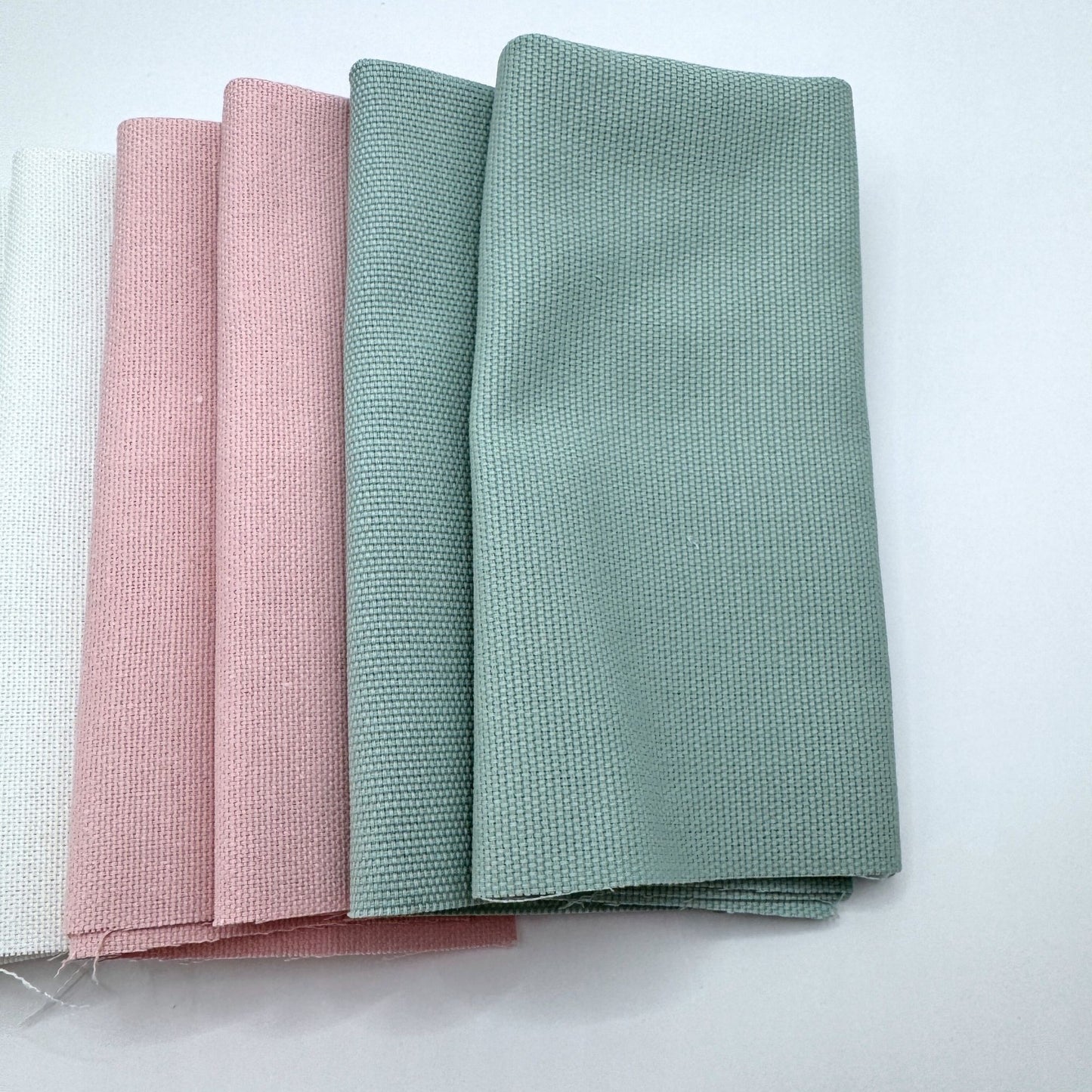 Stoff zum Sticken, Stoffpaket "Salbei/Rosa/Weiß"