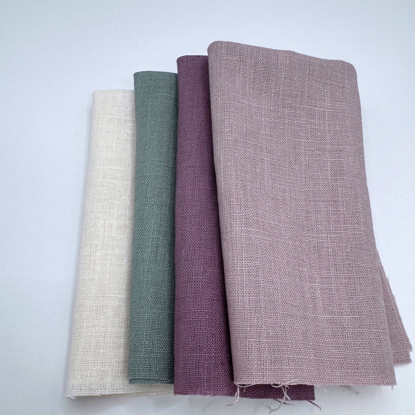 Stoff Paket zum Sticken, Leinen/Baumwollle, "Cremeweiß/Salbei/Mauve"