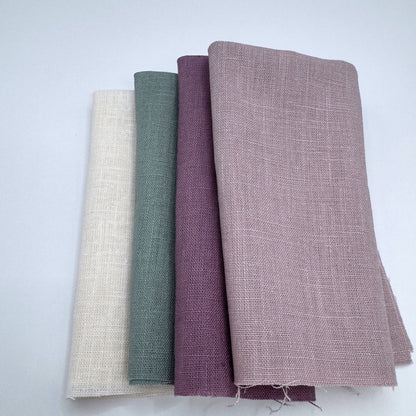 Stoff Paket zum Sticken, Leinen/Baumwollle, "Cremeweiß/Salbei/Mauve"