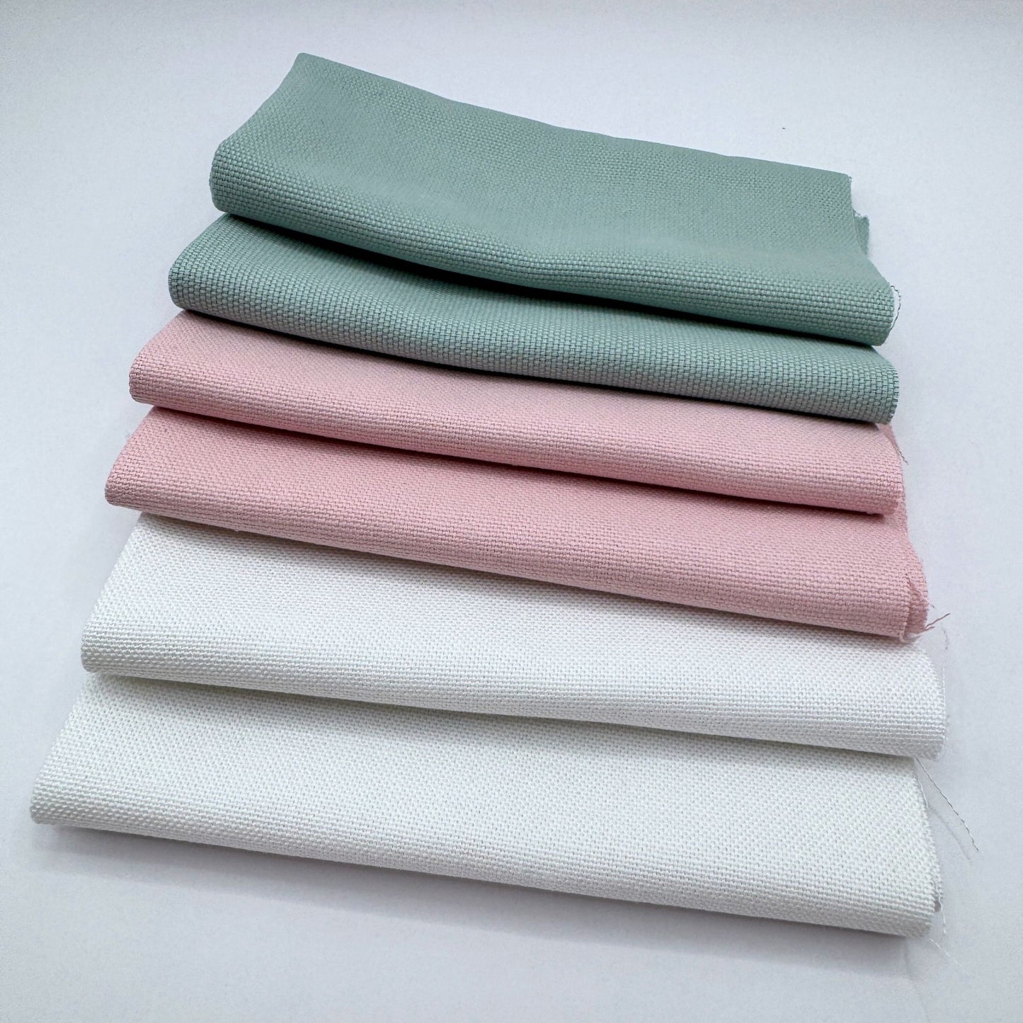 Stoff zum Sticken, Stoffpaket "Salbei/Rosa/Weiß"