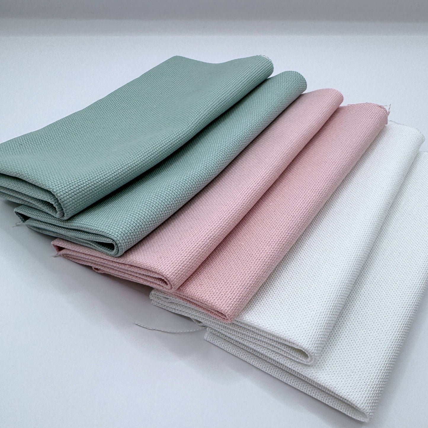 Stoff zum Sticken, Stoffpaket "Salbei/Rosa/Weiß"