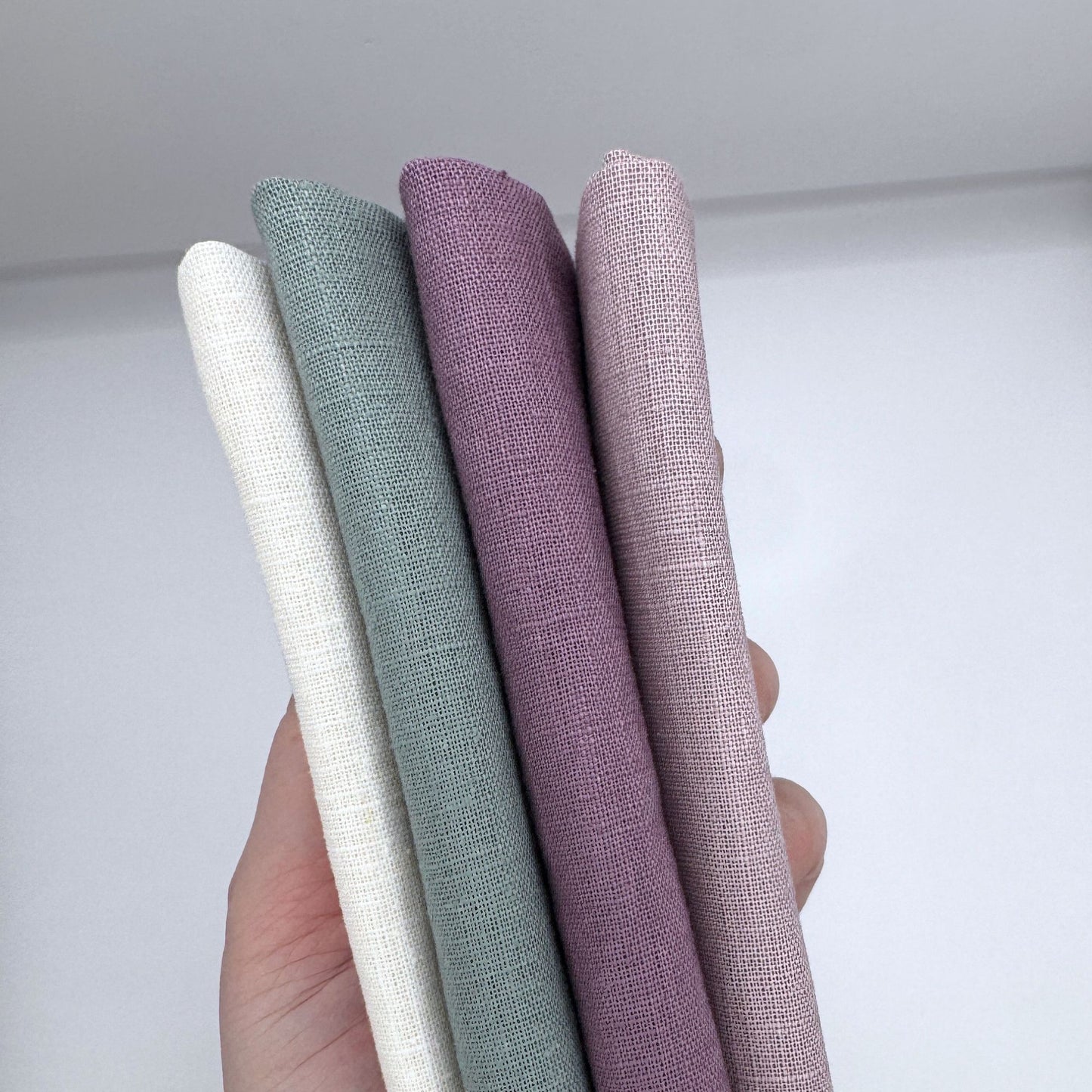 Stoff Paket zum Sticken, Leinen/Baumwollle, "Cremeweiß/Salbei/Mauve"