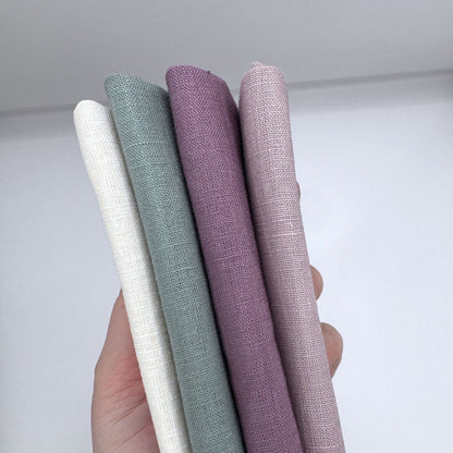 Stoff Paket zum Sticken, Leinen/Baumwollle, "Cremeweiß/Salbei/Mauve"