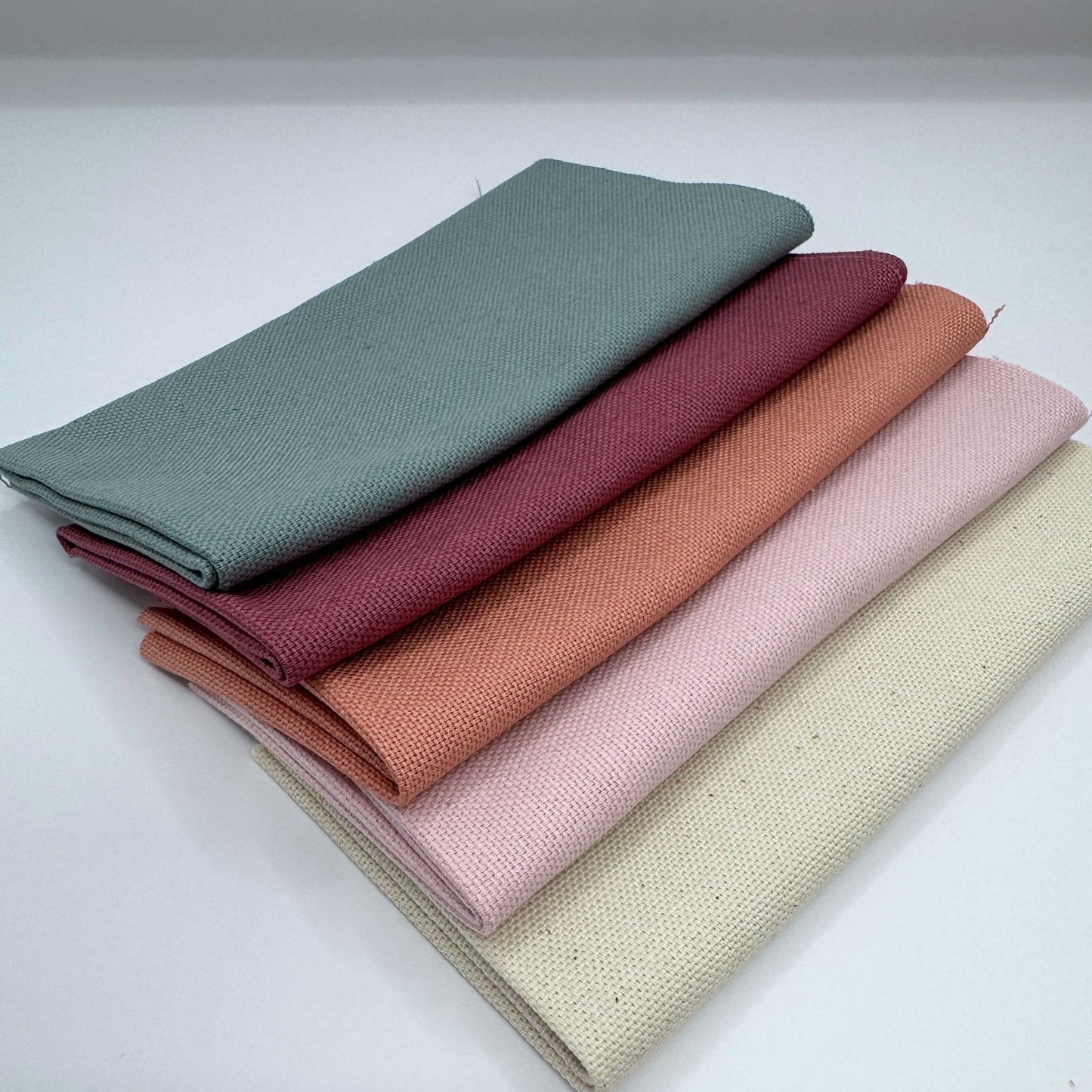 Stoff zum Sticken, Stoffpaket "Natur/Rosa/Rosenholz"