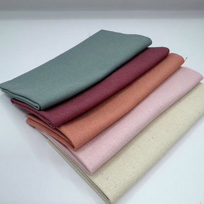 Stoff zum Sticken, Stoffpaket "Natur/Rosa/Rosenholz"