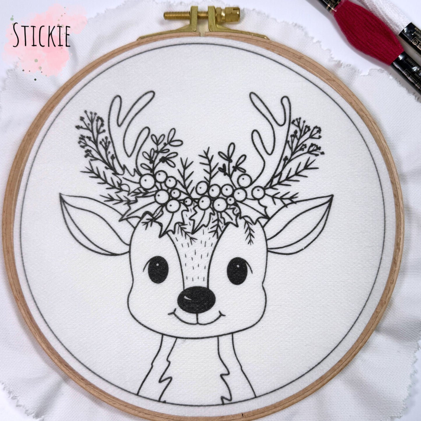 STICKIES "Rentier mit Blumenkranz"