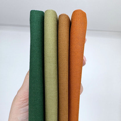 Stoff zum Sticken, Stoffpaket "Zimt/Kürbis/Tannengrün"