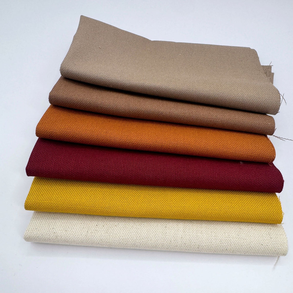 Stoff zum Sticken, Stoffpaket "Senf/Bordeaux/Zimt"