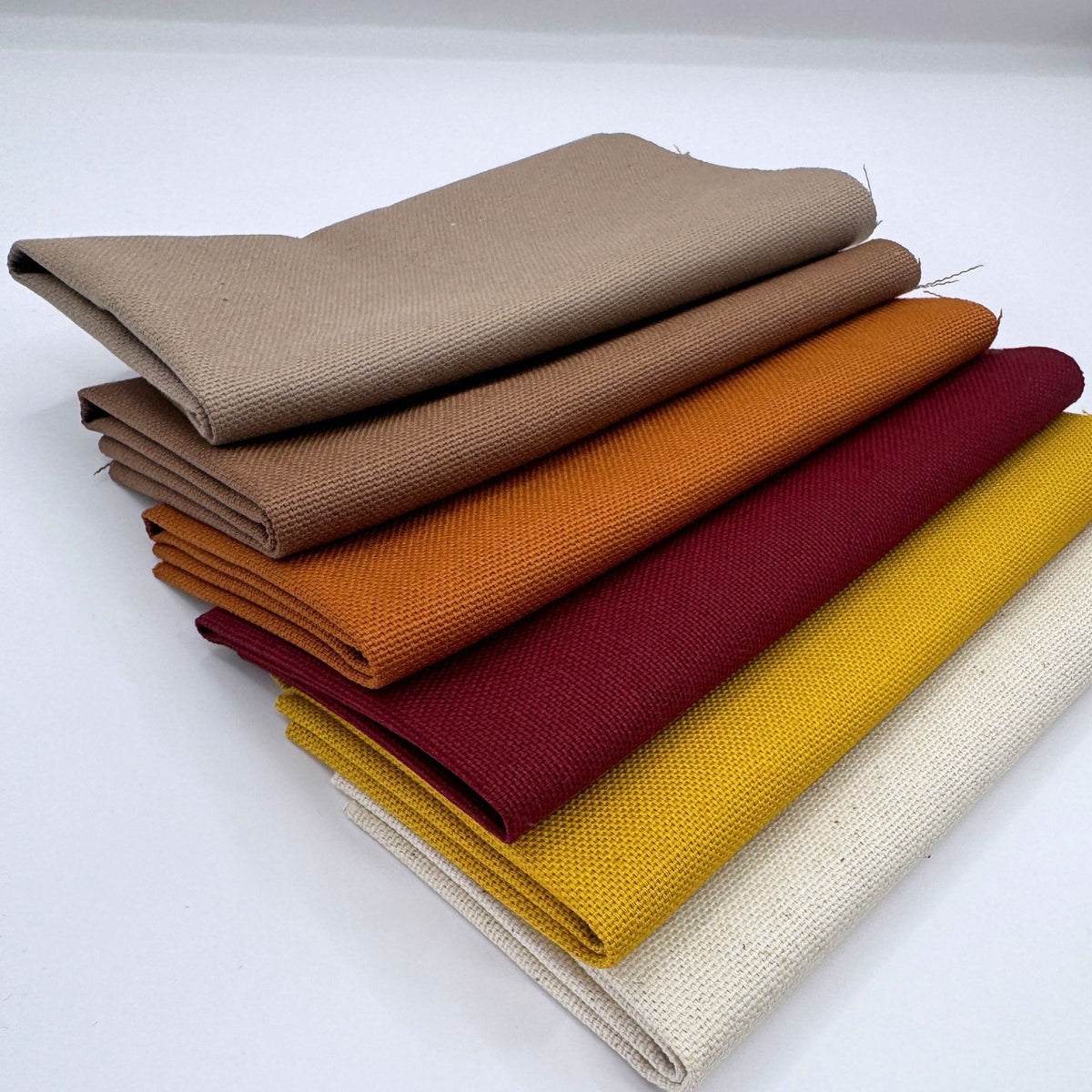 Stoff zum Sticken, Stoffpaket "Senf/Bordeaux/Zimt"