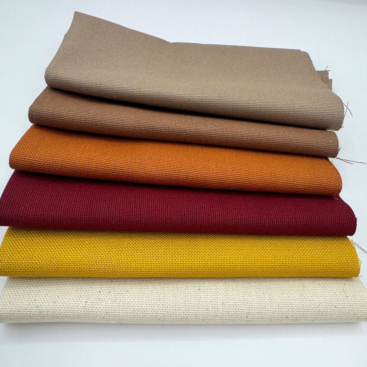 Stoff zum Sticken, Stoffpaket "Senf/Bordeaux/Zimt"