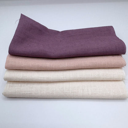 Stoff Paket zum Sticken, Leinen/Baumwollle, "Mauve/Puderrosa/Cremeweiß"