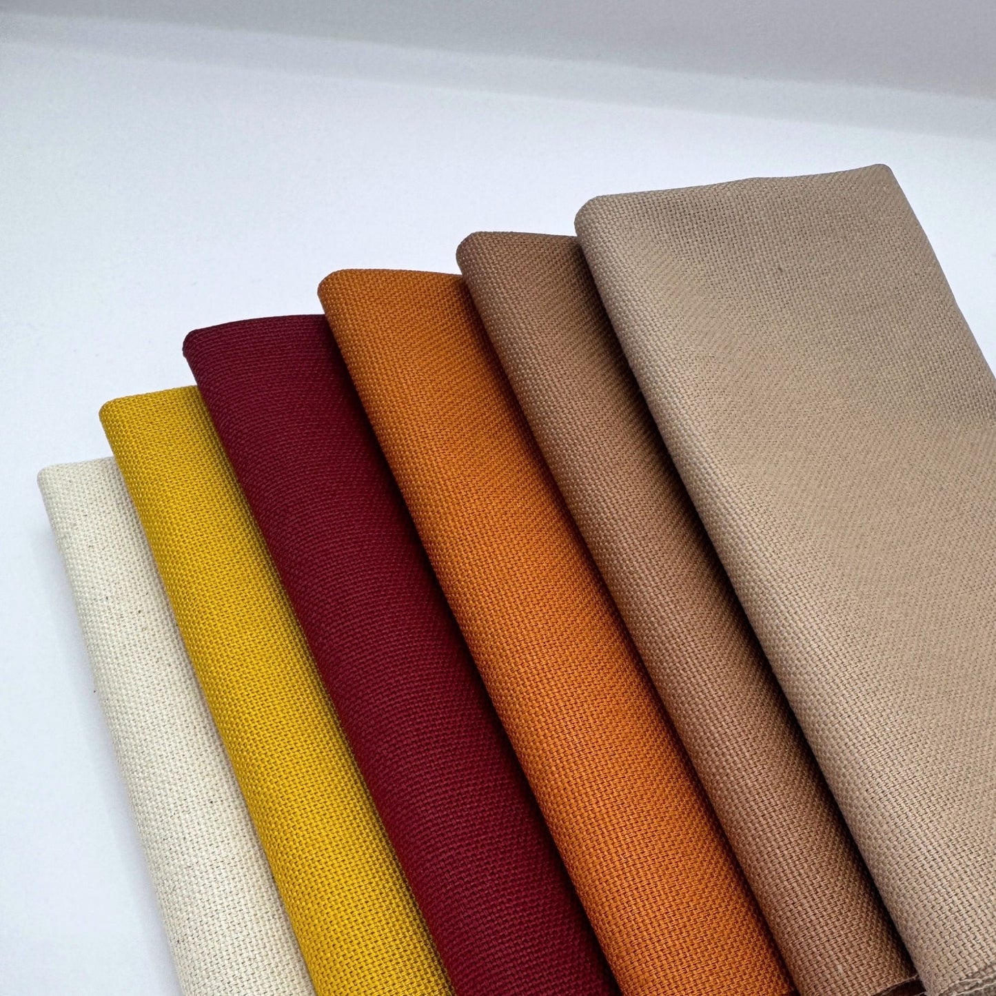 Stoff zum Sticken, Stoffpaket "Senf/Bordeaux/Zimt"