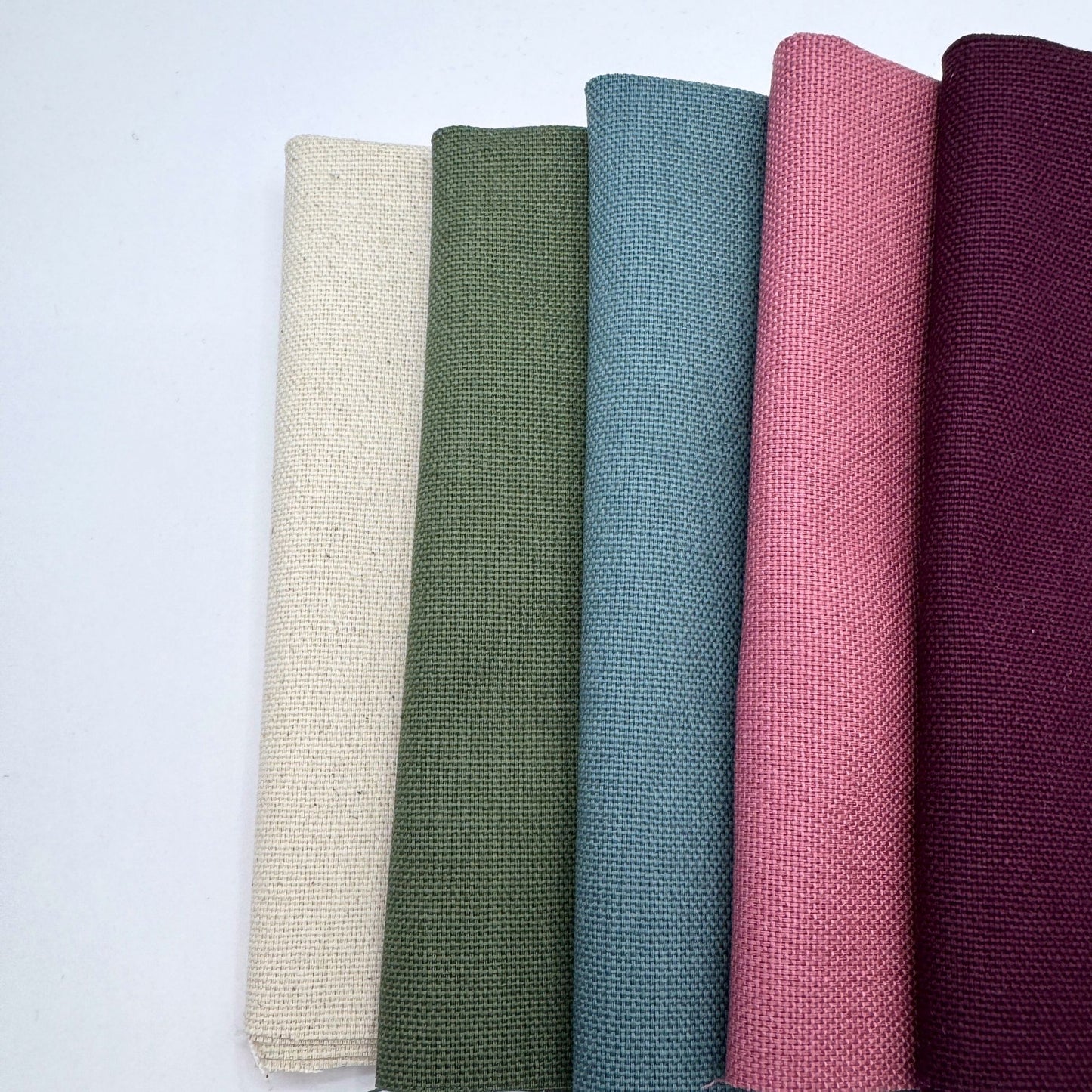 Stoff zum Sticken, Stoffpaket "Natur/Aubergine/Rosenholz"