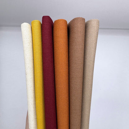 Stoff zum Sticken, Stoffpaket "Senf/Bordeaux/Zimt"