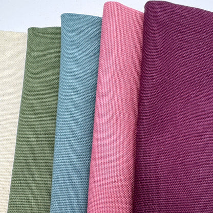 Stoff zum Sticken, Stoffpaket "Natur/Aubergine/Rosenholz"