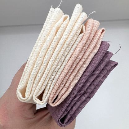 Stoff Paket zum Sticken, Leinen/Baumwollle, "Mauve/Puderrosa/Cremeweiß"