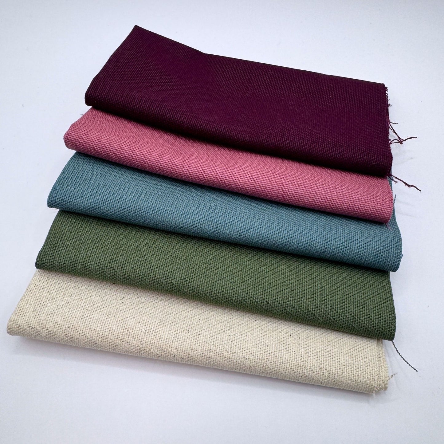 Stoff zum Sticken, Stoffpaket "Natur/Aubergine/Rosenholz"