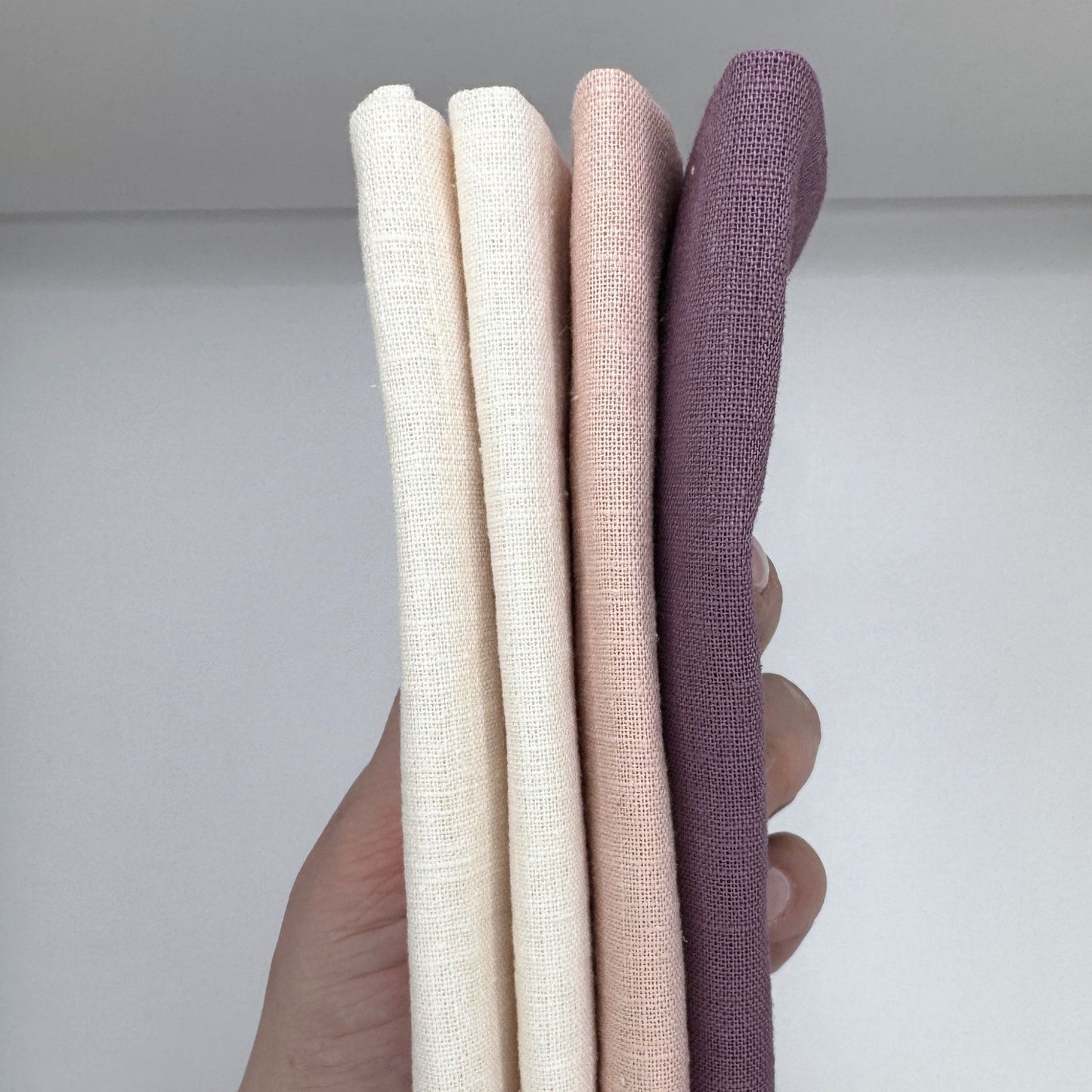 Stoff Paket zum Sticken, Leinen/Baumwollle, "Mauve/Puderrosa/Cremeweiß"