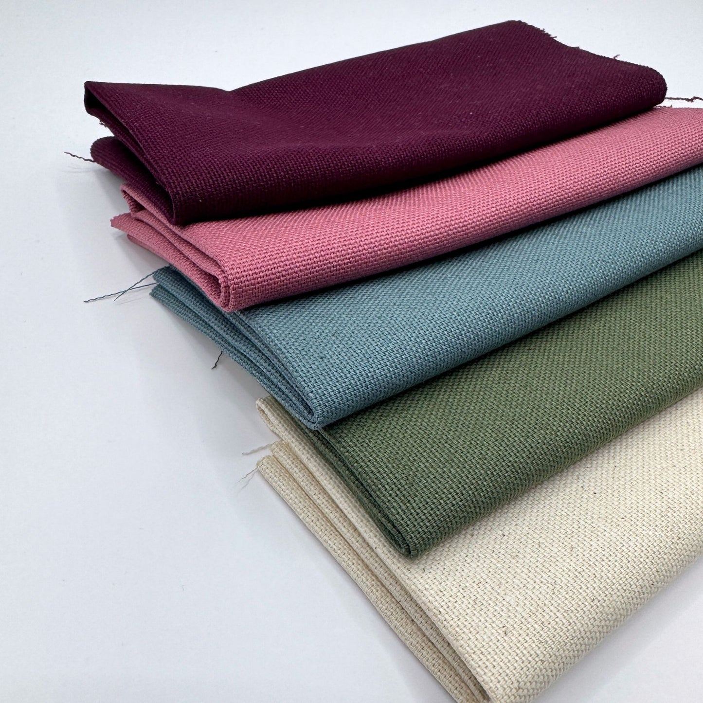 Stoff zum Sticken, Stoffpaket "Natur/Aubergine/Rosenholz"