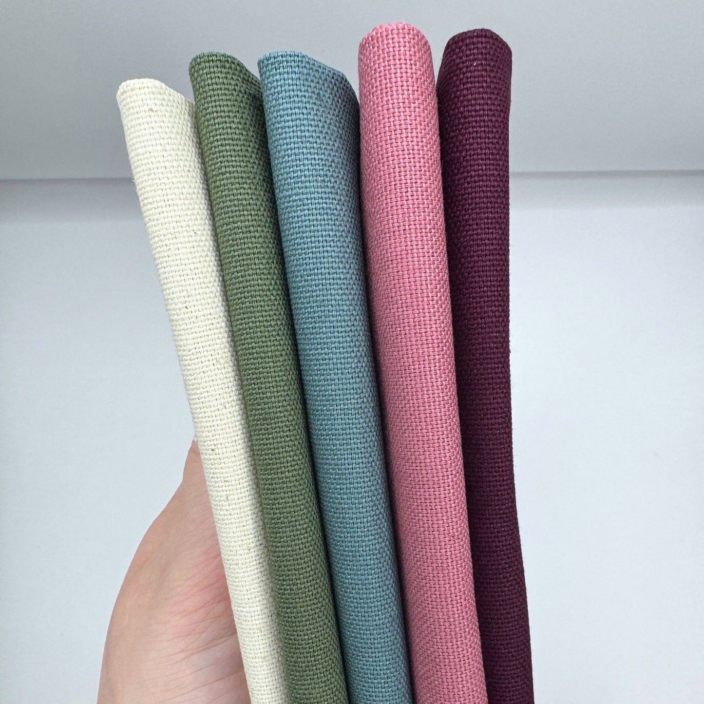 Stoff zum Sticken, Stoffpaket "Natur/Aubergine/Rosenholz"