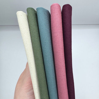 Stoff zum Sticken, Stoffpaket "Natur/Aubergine/Rosenholz"