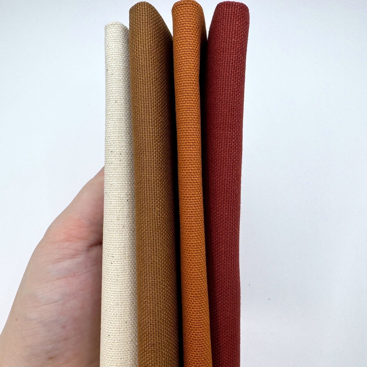 Stoff zum Sticken, Stoffpaket "Kürbis/Natur/Ziegelrot"