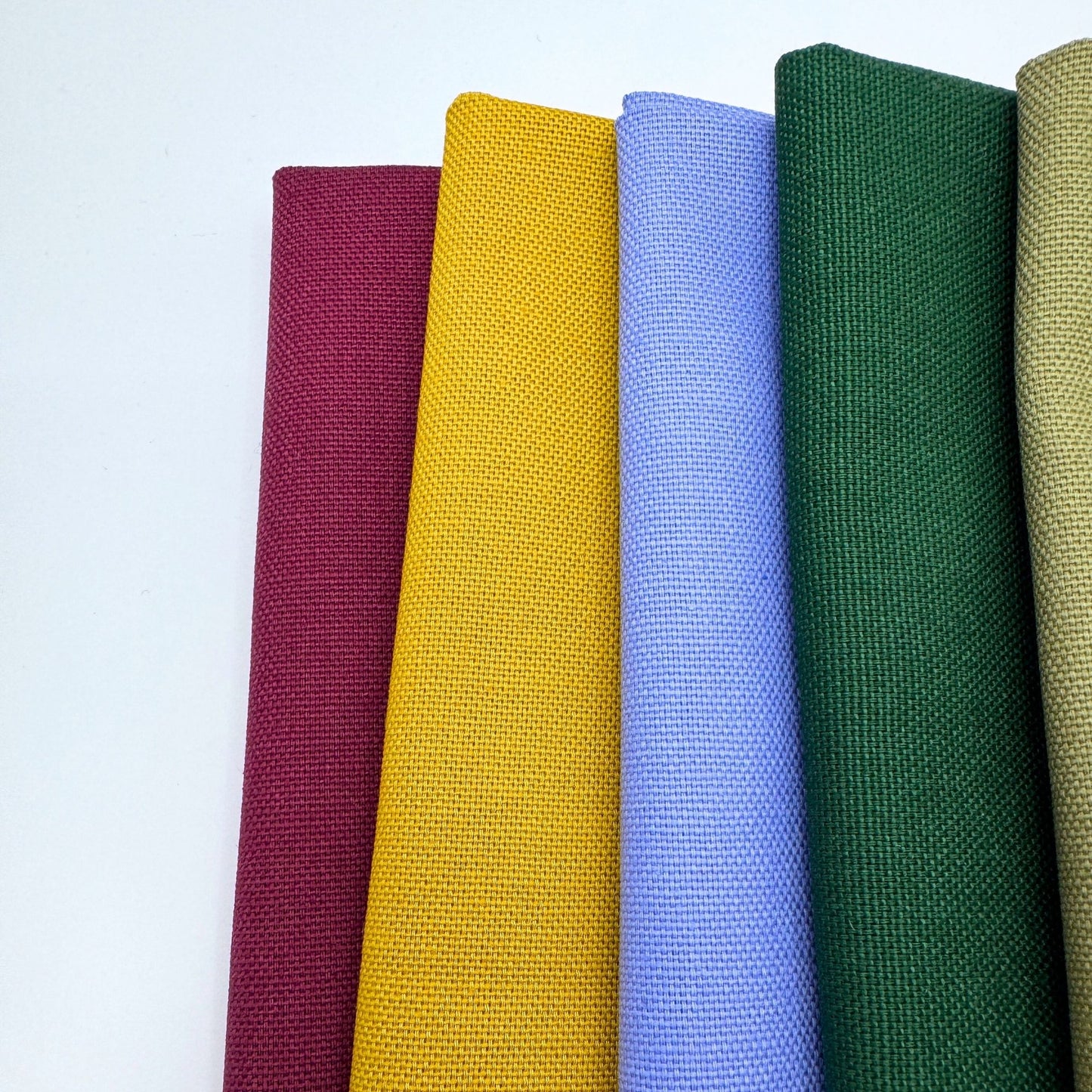 Stoff zum Sticken, Stoffpaket "Olive/Flieder/Senf"