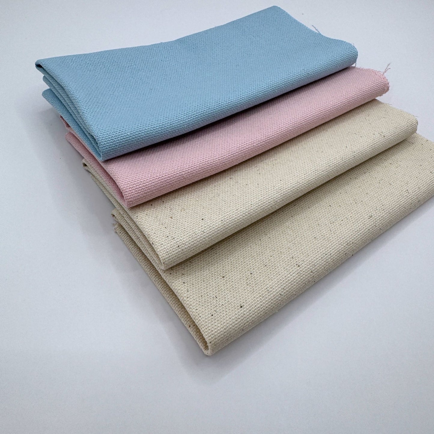 Stoff zum Sticken, Stoffpaket "Himmelblau/Natur/Rosa"