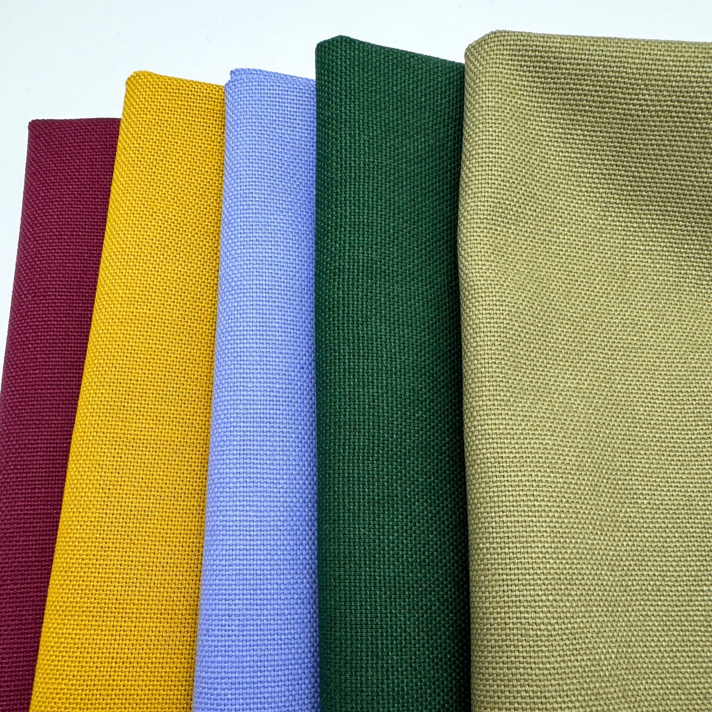 Stoff zum Sticken, Stoffpaket "Olive/Flieder/Senf"