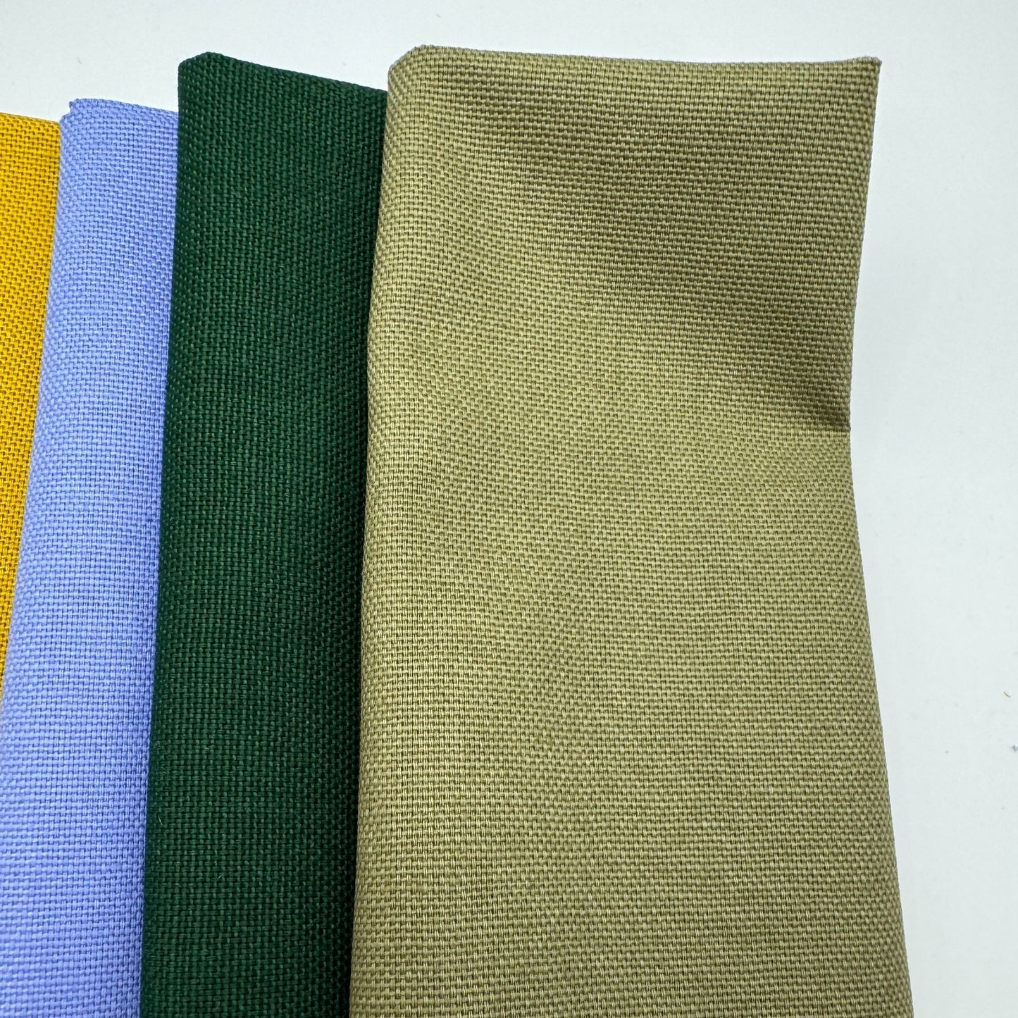 Stoff zum Sticken, Stoffpaket "Olive/Flieder/Senf"