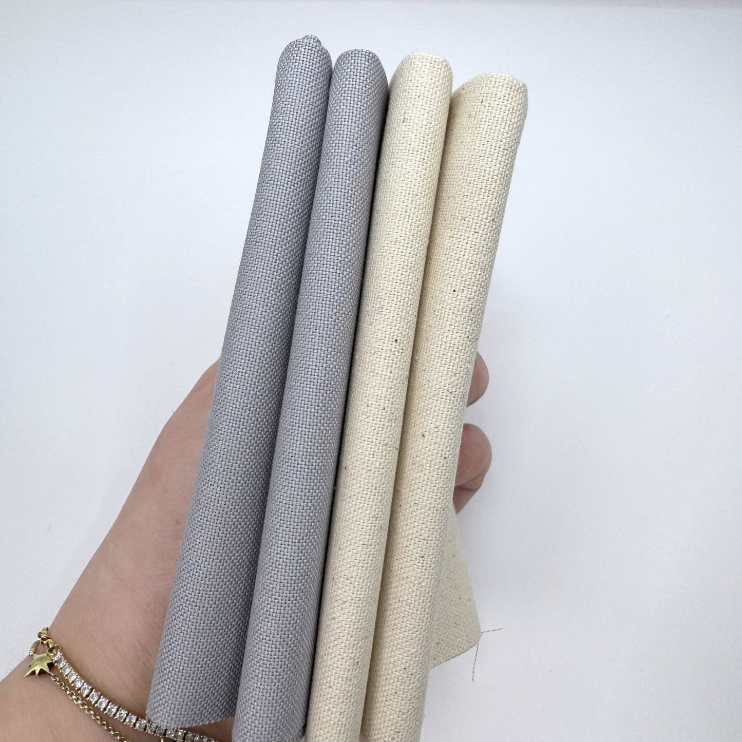 Stoff zum Sticken, Stoffpaket "Grau/Natur"