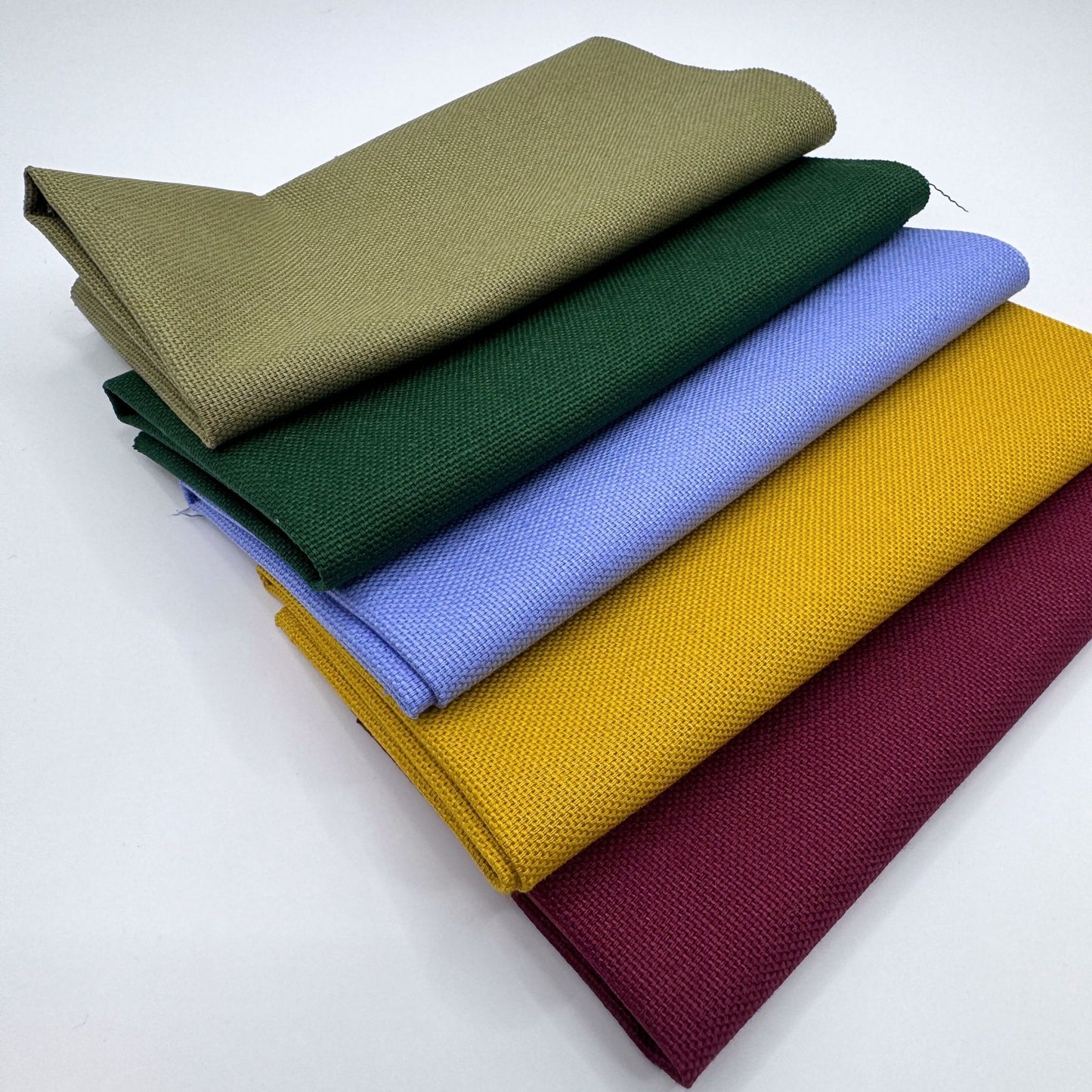 Stoff zum Sticken, Stoffpaket "Olive/Flieder/Senf"