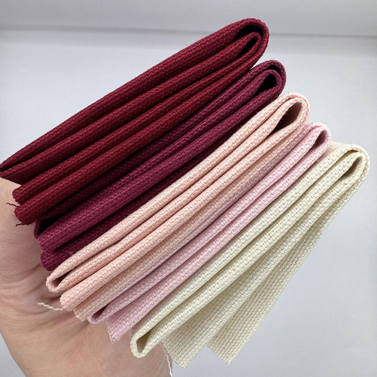 Stoff zum Sticken, Stoffpaket "Rosa/Bordeaux/Beere"