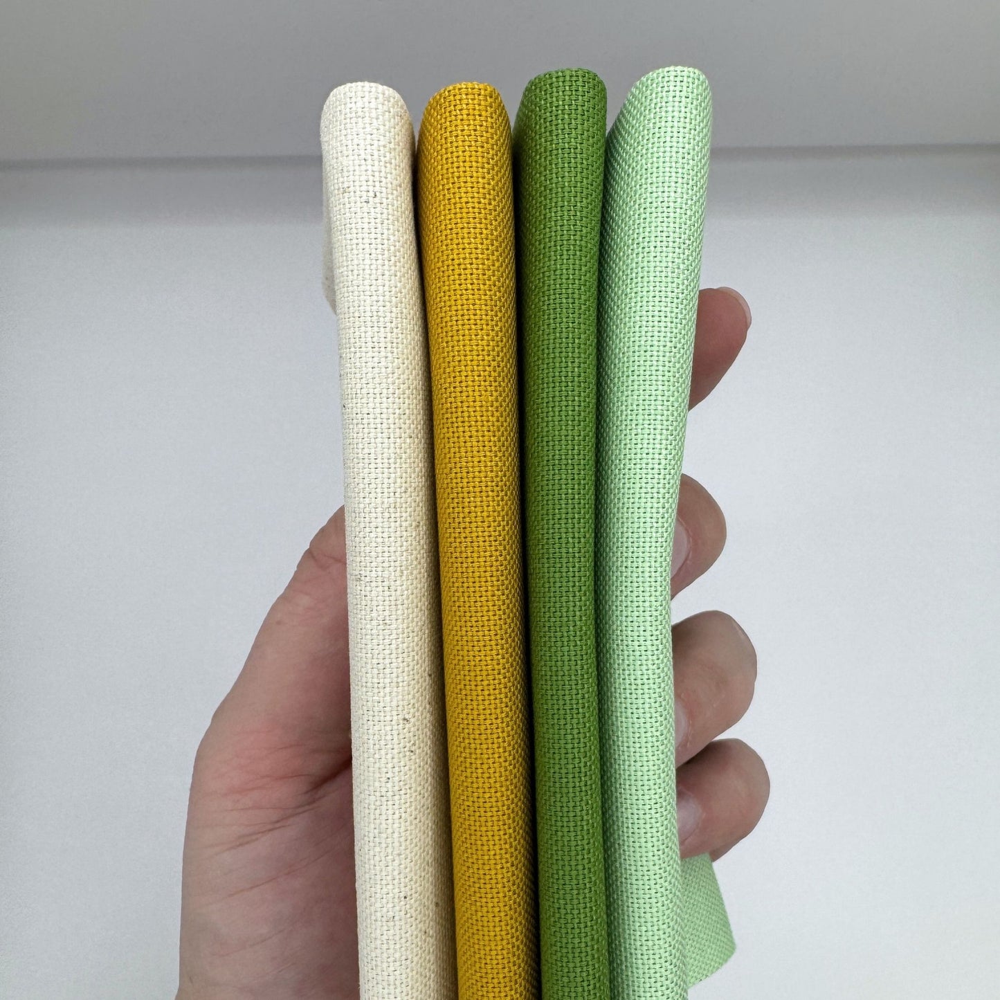 Stoff zum Sticken, Stoffpaket "Senf/Mint/Wiesengrün