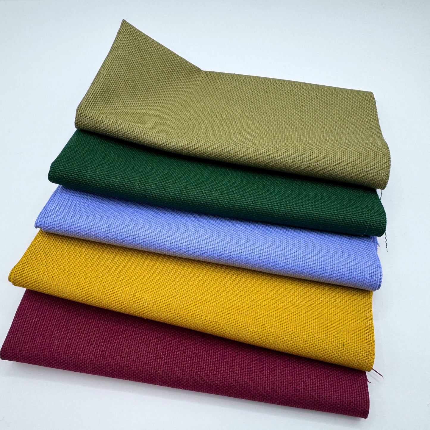 Stoff zum Sticken, Stoffpaket "Olive/Flieder/Senf"