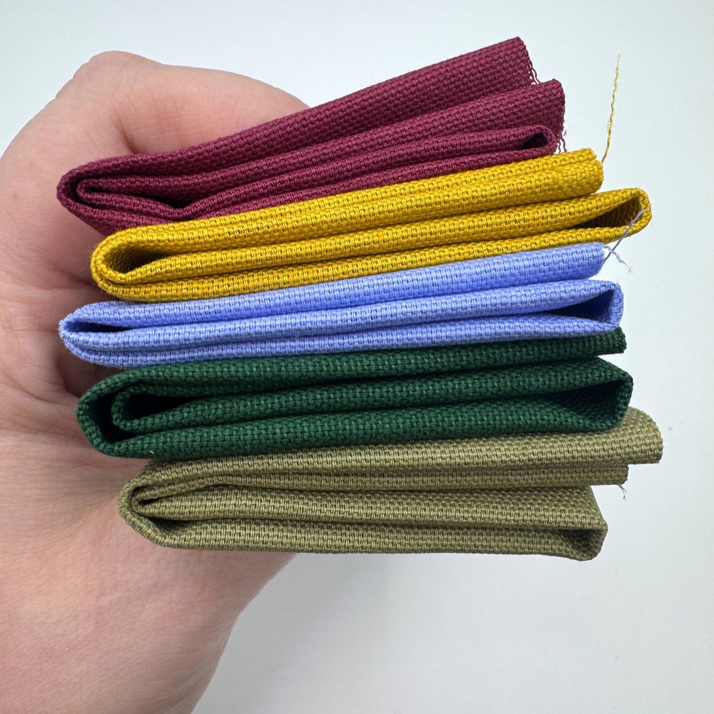 Stoff zum Sticken, Stoffpaket "Olive/Flieder/Senf"