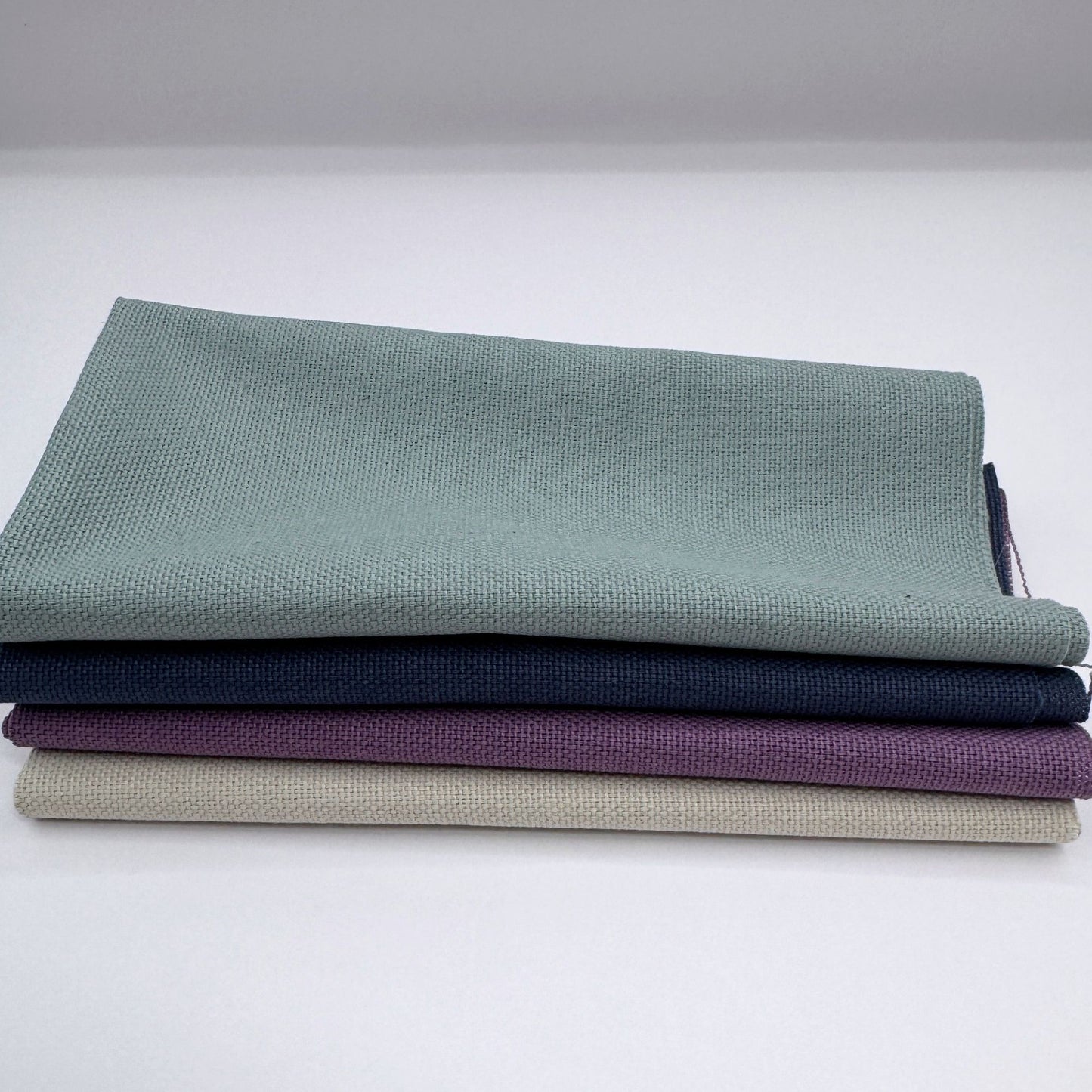 Stoff zum Sticken, Stoffpaket "Eukalyptus/Schieferblau/Beige"