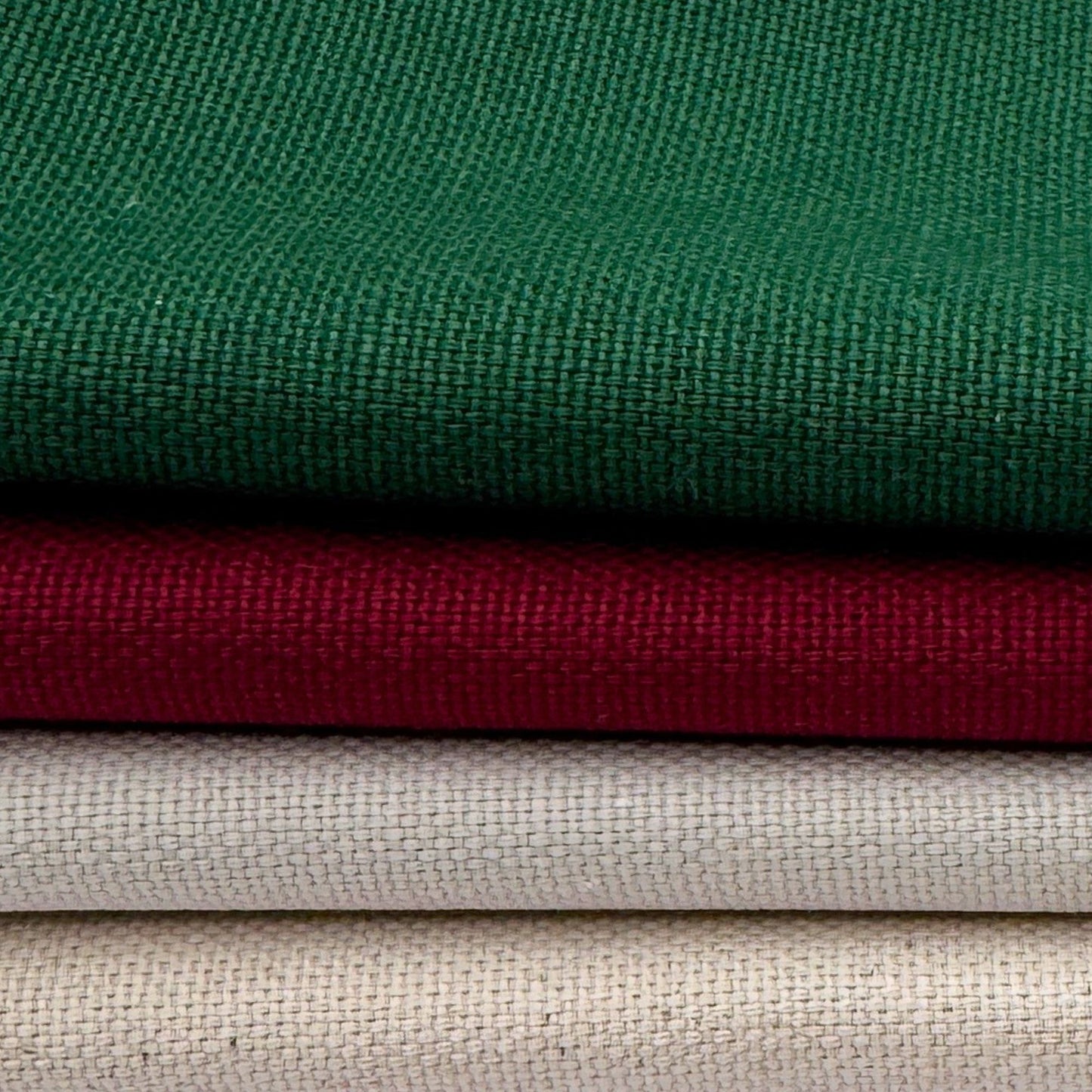 Stoff zum Sticken, Stoffpaket "Tannengrün/Natur/Bordeaux" Weihnachts Kollektion 2025