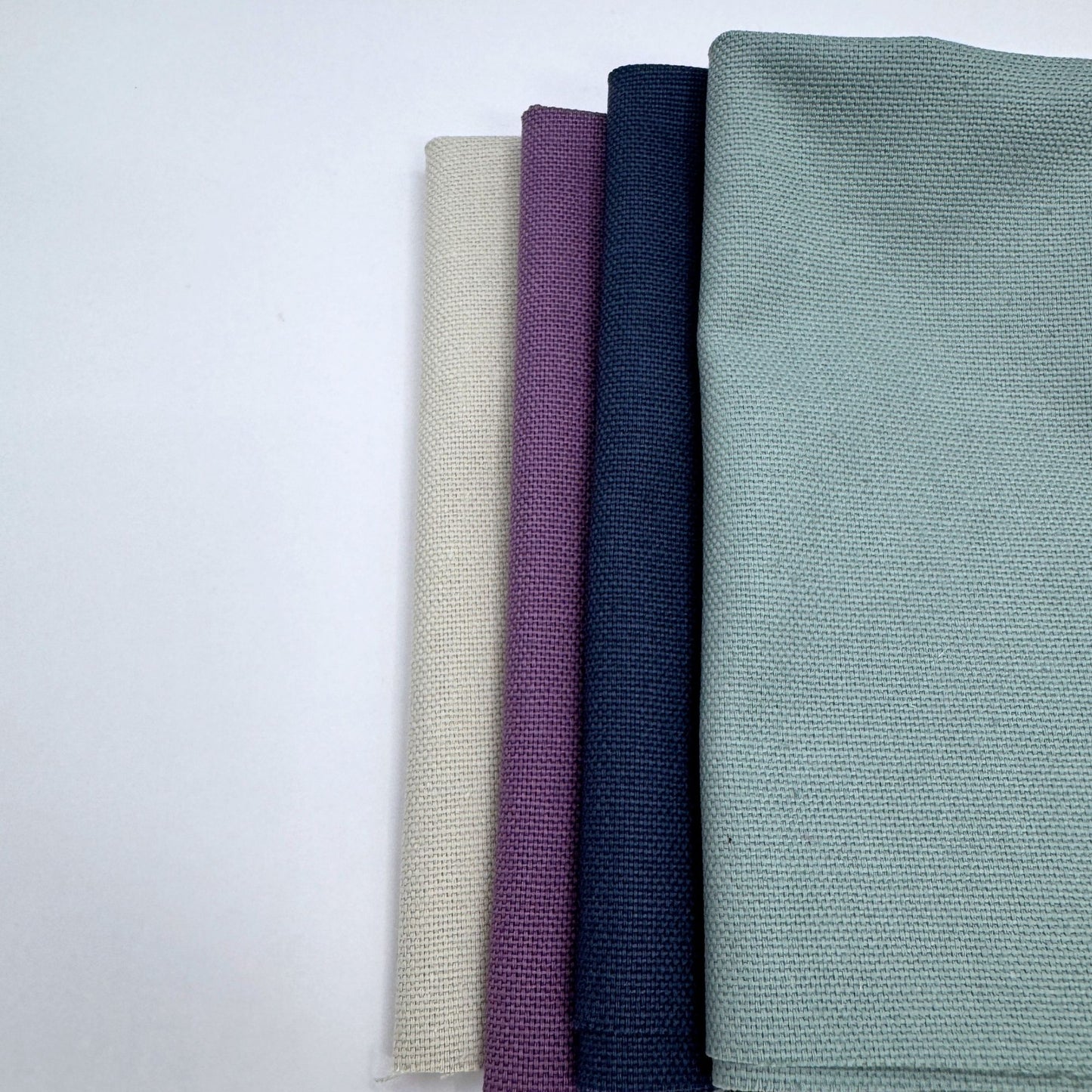 Stoff zum Sticken, Stoffpaket "Eukalyptus/Schieferblau/Beige"