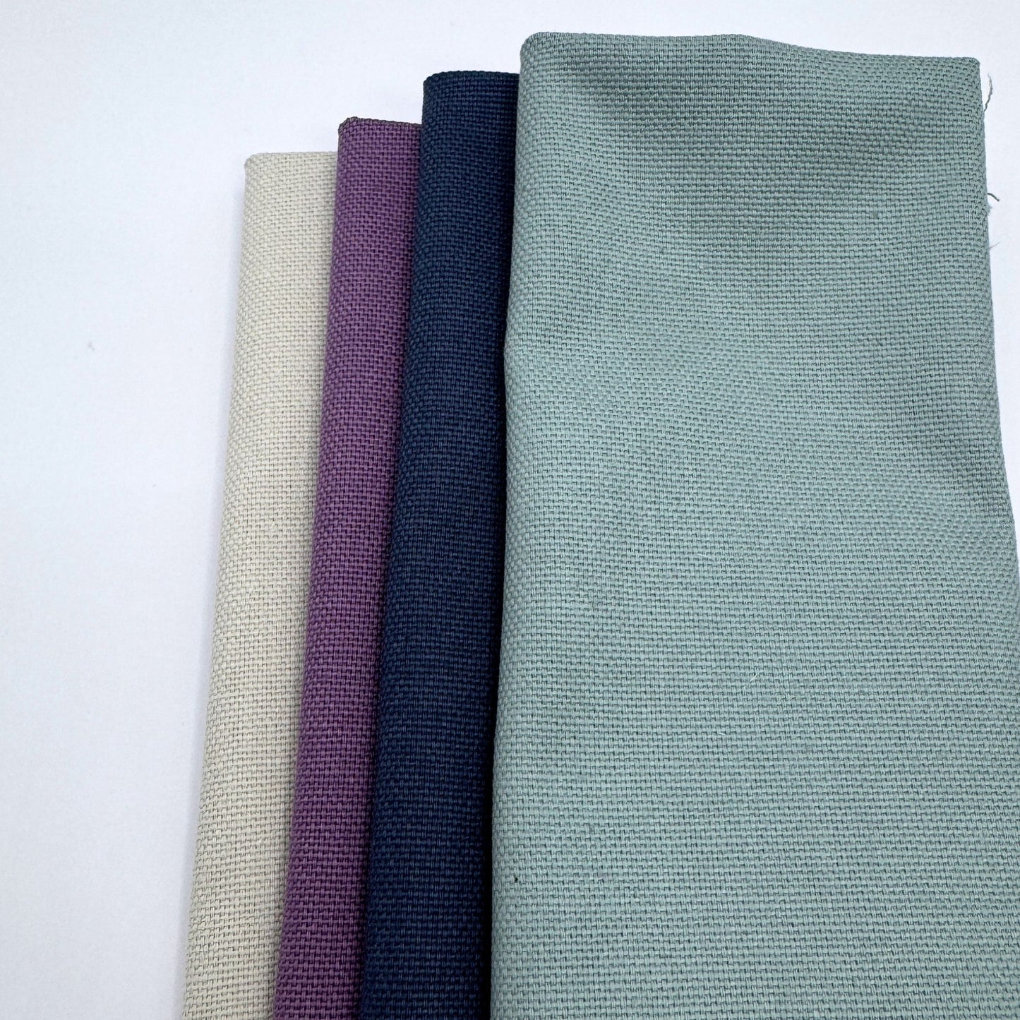 Stoff zum Sticken, Stoffpaket "Eukalyptus/Schieferblau/Beige"