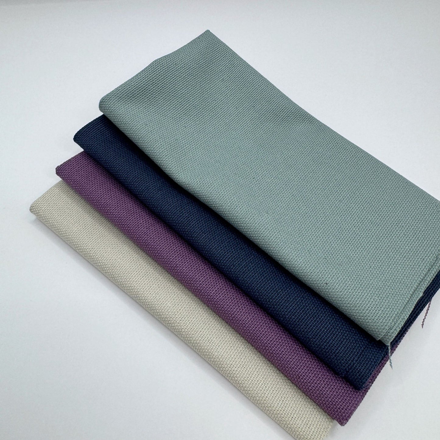Stoff zum Sticken, Stoffpaket "Eukalyptus/Schieferblau/Beige"
